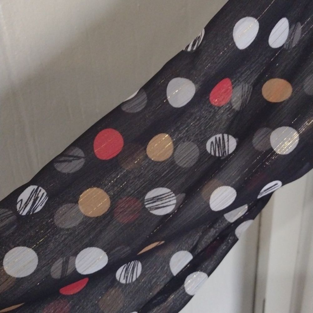 The Limited Polka Dot Dress Size Medium Black Shimmer Long Sleeve - Picture 4 of 8